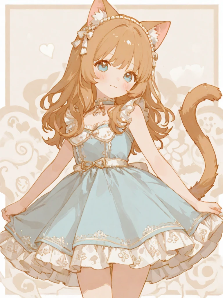 (Exquisite, beautiful, Very detailed, masterpiece, high quality,High resolution),(Well-formed face,Soft and thin lines: 1.2, Beautiful and delicate illustrations with a mature and transparent feel),Beautiful flowers々Petals fluttering,A very small girl with fluffy, soft cat ears and a thin, long, flexible cat tail is meowing sweetly.,She is wearing off-the-shoulder, fluffy, soft clothes with lace, frills, and ribbons, and knee-high socks.,(Short eyebrows and pale pink blush, Plump pink lips,A small nose, a cat-like mouth with sharp Japanese fangs visible when smiling, and cat-like eyes.,She has a fairly large bust, an open chest, fair skin, a nice body, and a long, slender cat's tail.,),Dynamic angles with vibrant colors and striking colors,The American shorthair has a fluffy, soft coat., Meow!