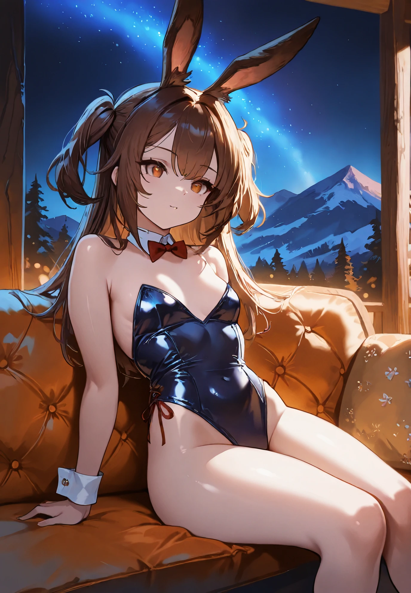Nsfw Huge horse girl Admire Vega takes a naked bath in a hot spring with a view of the starry sky,
