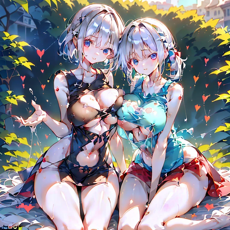 (tiny village on a cliff in front of a giantess breasts: 1.2), (a tiny village on a tiny hill in front of the breasts of a giantess: 1.2), a giantess looming over a tiny fortress on a tiny hill, (tiny fortress: 1.1), (tiny village on a tiny cliff in front of a girl: 1.1), (crowds of tiny armies on a cliff: 1.1), (height_difference:1.2), (size_difference:1.1), giantess girls in the background, simple background, (giantess:1.1), giantess girls in the background, (below view: 1.1), (adult woman: 1.5), (mature older girl: 1.3), cute (princess:1.1), (2girls:1.4), all fours, (below view: 1.1), (all_fours:1.1), (tiny medieval village from sky view: 1.3), hills, cliffs, hanging breasts, (shiny cleavage), (cleavage:1.2), breast squeeze, (sweaty breasts), her nipples are poking out, her breasts are huge and perfect, (nipples:1.1)