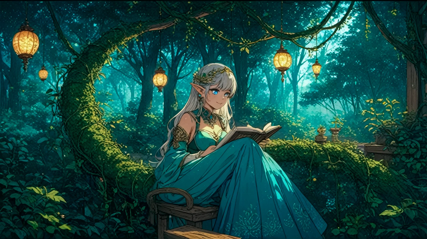((best quality)), ((masterpiece)), (detailed), highly detailed skin, ((ultra-detailed)), (sitting), sharp focus, HDR, 8K resolution, (illustration), (beautiful detailed eyes), (good hands), 1girl, fantasy, fairy tale, enchanted forest, (magical creatures:1.3), (ethereal atmosphere:1.4), (bright flowers:1.2), (mushrooms:1.1),
(moss:1.1), (butterfly:1.2), (brightness:1.3), (long hair:1.2), (flowing dress:1.3), (forest animals:1.1), (detailed background:1.4), (fancy lighting:1.4), (extravagant sensation:1.3), (storybook style:1.2), [girl:enchanted forest:0.9], [magical creatures:extravagant sensation:0.8], [glow: bright flowers:0.7], [butterfly:mushrooms:0.6]