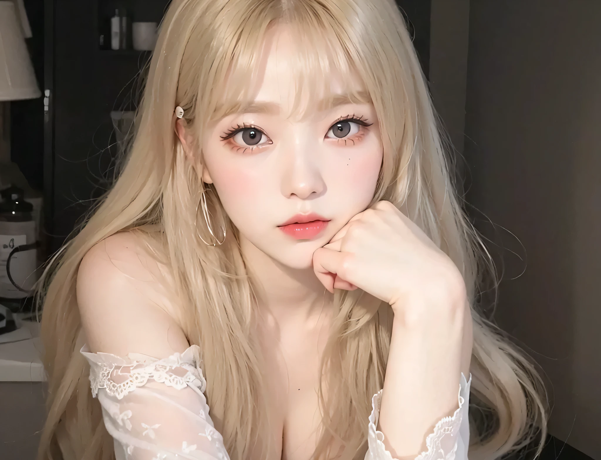 Irene red velvet, doll lips , big breasts, blonde hair