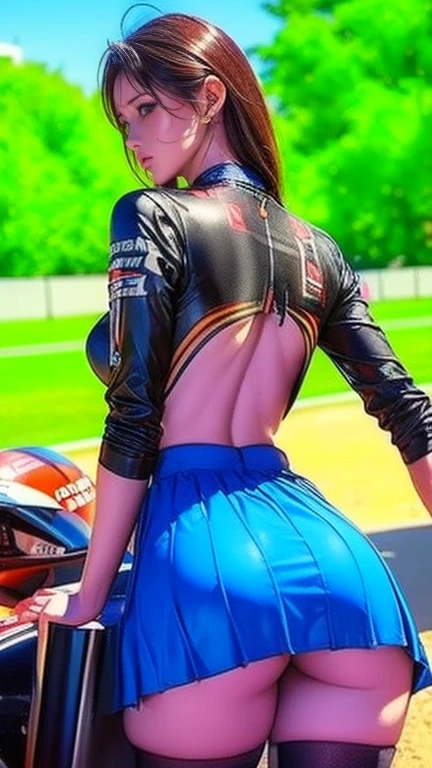 racer suit,sandbeach,(Inspired by the Avengers),ponytailhair,One-piece unisex trousers,machine girl,Security level,huge butt,(8K,photo RAW,Fotorrealista:1,25),(Excessive lip gloss,Lots of eyelashes,Best qualities,ultra-high-resolution,Depth of field,color difference,Wide light,Natural colors,Distant pictures(1:2)