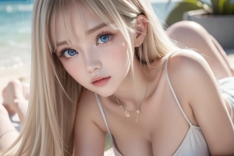 (((21 years old))) ,girl、(brown mickey ears headband)。(Random Nudes),Exhibitionism,((Random exposure of genitals))。 Beautiful areola。Thin Hair。On a snowy mountain covered with white snow. Cosmic background. Detailed and complex background。((Light blonde hair))。(Round face). short hair。Half Squat Pose. Heavy bangs. Idol's face