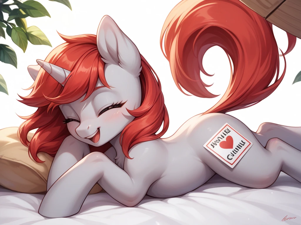 score_9,score_8_up,score_7_up,score_6_up, ((my little pony)), radiant lighting, vibrant colors, whimsical atmosphere, 8K, high resolution, highly detailed, masterpiece, behind view, white body, long red wavy hair, earrings, red eyes, stern look, black-red striped stockings huge overfilled round breast_implant like a blimp, hyper_breast_implant Some of the biggest expanding breasts and booty in the world. Only hyper butt