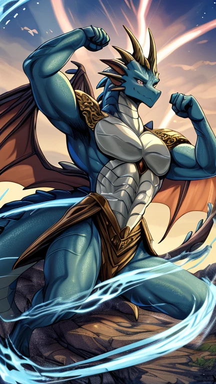 dragon,alone,paw,teeth,crawler,chest muscles, peak, teethAdult,alone,dragon tail,sit down,meditate,4K,best quality,HD,whole body,paw,naked,looking at the audience,chest muscles, pink nipples, Six-pack abs,biceps,pride,soft shadow,majestic,Detailed face,HD eyes,keen vision,eyes sparkling,Gorgeous,brave,confident smile,Strong,Mature,wilderness,ruins,river,Blue sky and white clouds,The sun shines，With wings，winged