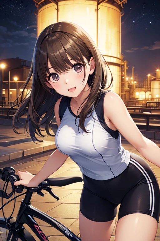 Cure black, ( high-neck cropped black shirt) , (cycling:1.9) ,( in the crowded city center:1.3),  ( see through:1.4), 
( blush,embarrassed, smile  :1.1),  
( masterpiece:1.1),( sweating, squirting) , ( bike shorts), (Camel toe,  covered nipples: 1.2)  , 
cure black, ahoge, brown hair, (  swept bangs : 1.2) , short hair, (swept bangs:1.2), gloves,
Daytime, ( skin tight: 1.3) , side view,(   young :1.2) ,