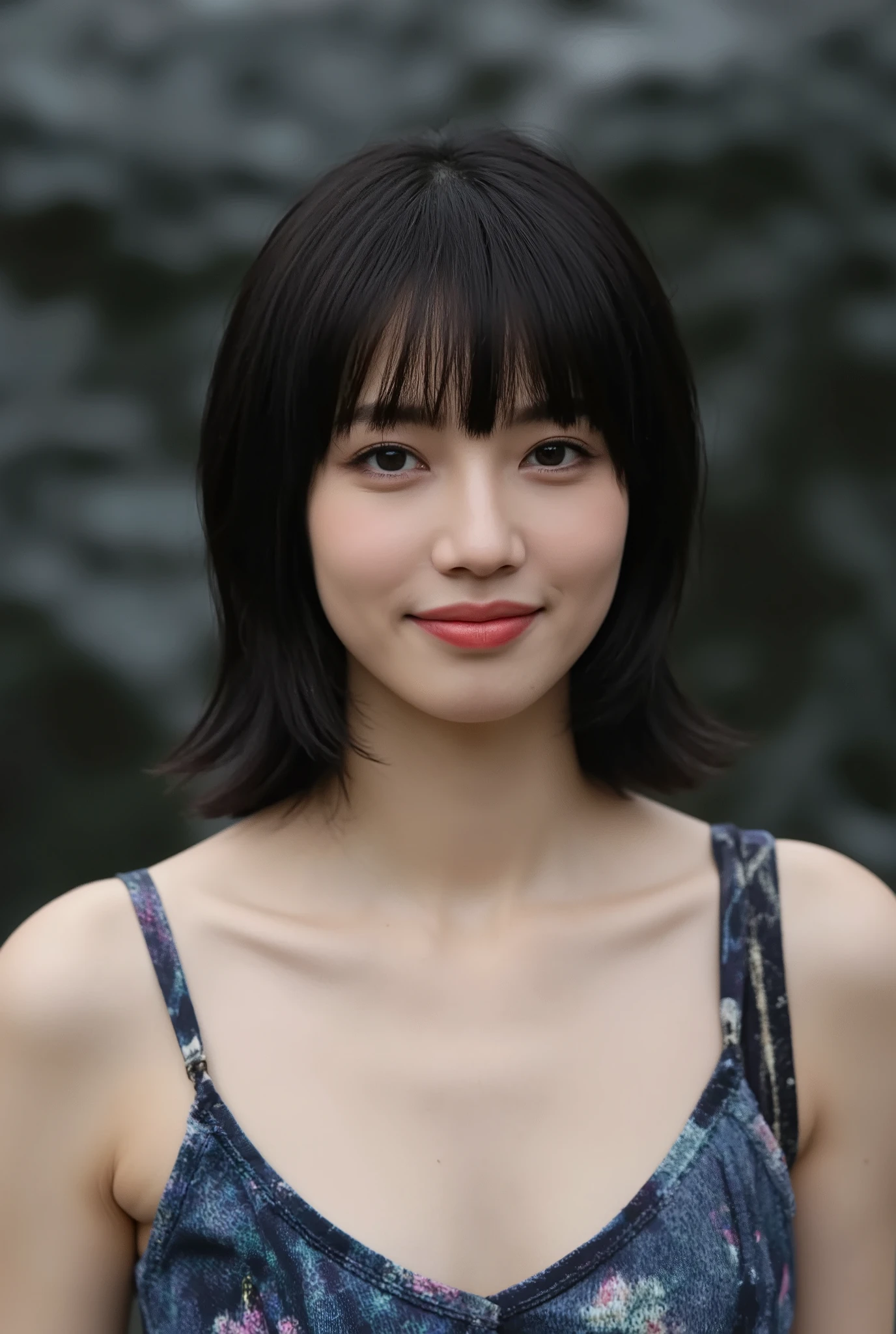 ((A mature adult woman is standing in front wearing a bra)),beautiful black hair, realistic person images in dark waters,Realism,best quality,mastepeice,best quality,best quality,highest resolution,FINE DETAILS,Beautiful detailed face,black eyes,realistic skin, Exact Upper Body,Realismのある肌,smiles,very large breasts,In a typical bedroom,Indoor bedroom ,