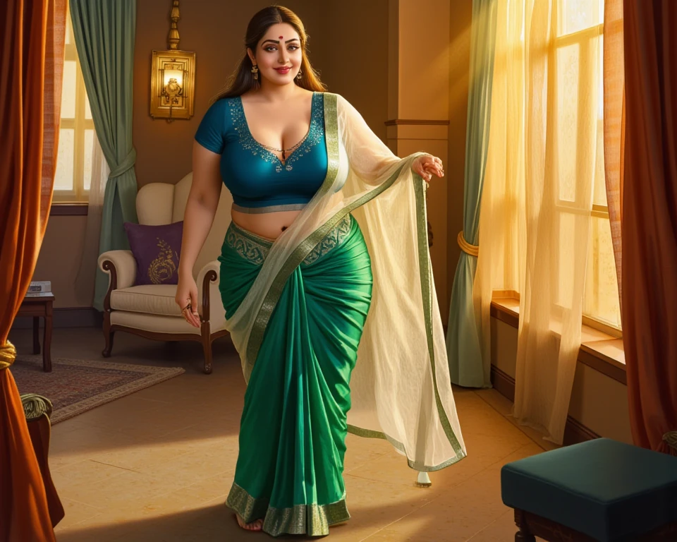 1 Heavenly beautiful and goddess beauty cute and sweet looking face Arabian woman in Popeye Village, Malta, Heavenly beautiful Overweight, Heavenly beautiful Extremely fat, Heavenly beautiful and attractive Chubby figure , Heavenly beautiful looking and eye catching luxury style traditional Indian saree , reaching out, Heavenly beautiful Arabian woman, 16k, High resolution, masterpiece, highest quality, fine skin, outside view, Realistic Photograph, close up figure view