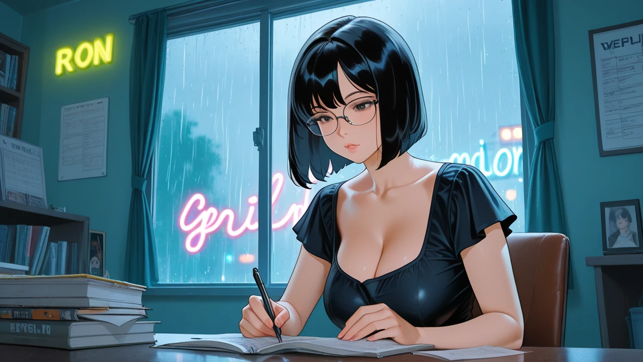 transcendent beautiful woman, black hair, (face focus:1.6),(half_closed eyes),(looking_away:1.2), BREAK, (collared white shirt, unbuttoned, open clothes:1.5), glasses, (smoking:1.3), (night:1.8), outside the veranda, (five fingers, 4fingers and 1thumb), Masterpiece, best quality, captures a super cute moment, depth of field, ultra detailed, ultra high resolution, C4D, Octadale, 3D modeling, 8k, 16k,