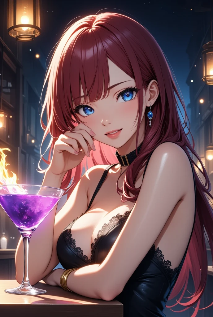 True anime Princess Daisy, against glass, 36C breast, long red hair, shy smile, dark red lips, dark eyeshadows, dark eyeliners, streching yellow dress  -imagine --auto --s2