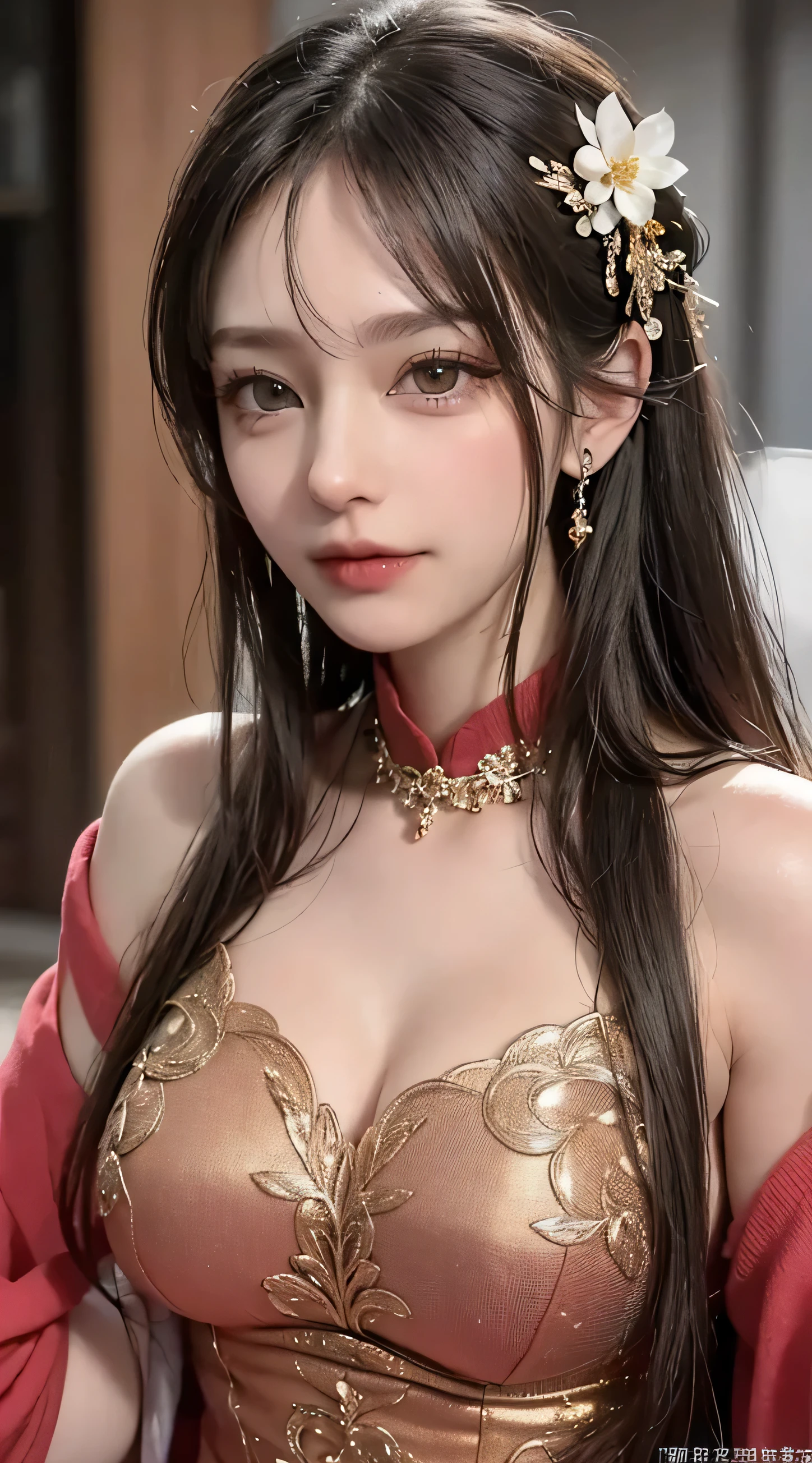beautiful detailed eyes, beautiful detailed lips, extremely detailed eyes and face, longeyelashes, 1girl, beautiful ozbek princess, long black wavy hair, tight red sleeveless blouse, oily body, fair skin, visible large breasts, sweaty armpits, (best quality,4k,8k,highres,masterpiece:1.2),ultra-detailed,(realistic,photorealistic,photo-realistic:1.37), intricate facial features, highly detailed skin, hyper-realistic, dramatic lighting, vivid colors, luxury, ornate, regal, opulent