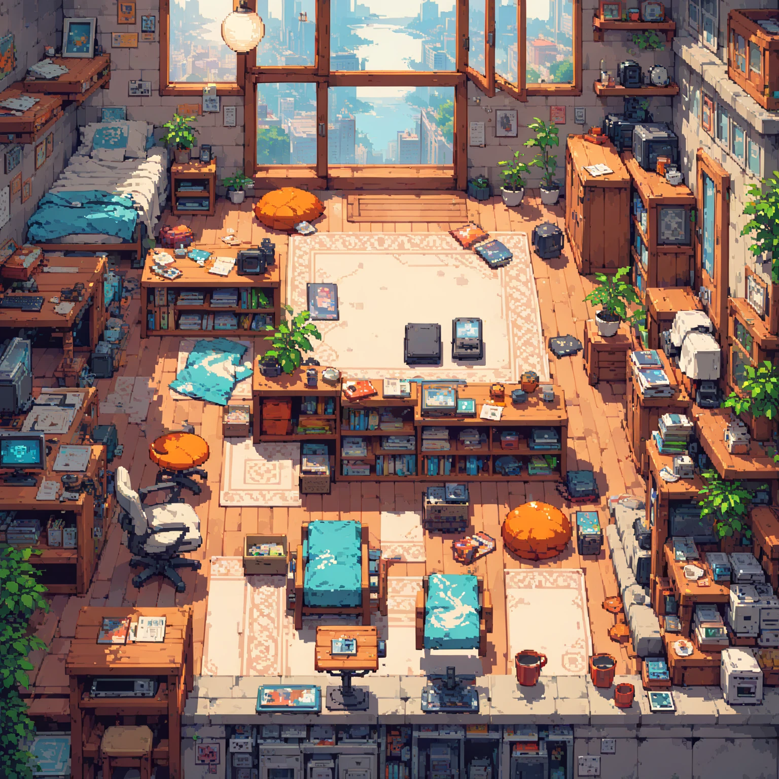 RPG pixel art style, retro video game aesthetic, 8-bit characters ...