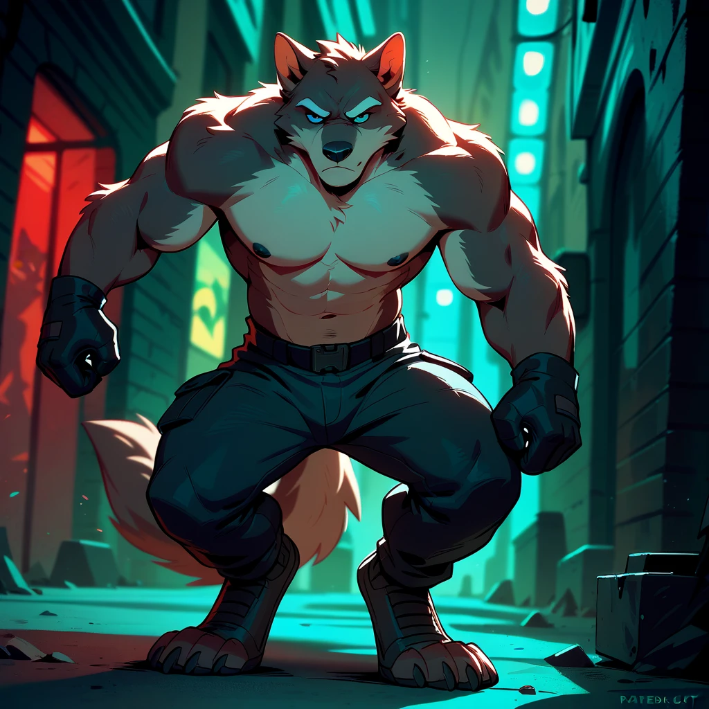 Standard schnauzer, Anthro, Furry, Wearing dark green Underwear, Slim, city And Night, his really Macro size his 80ft tall,