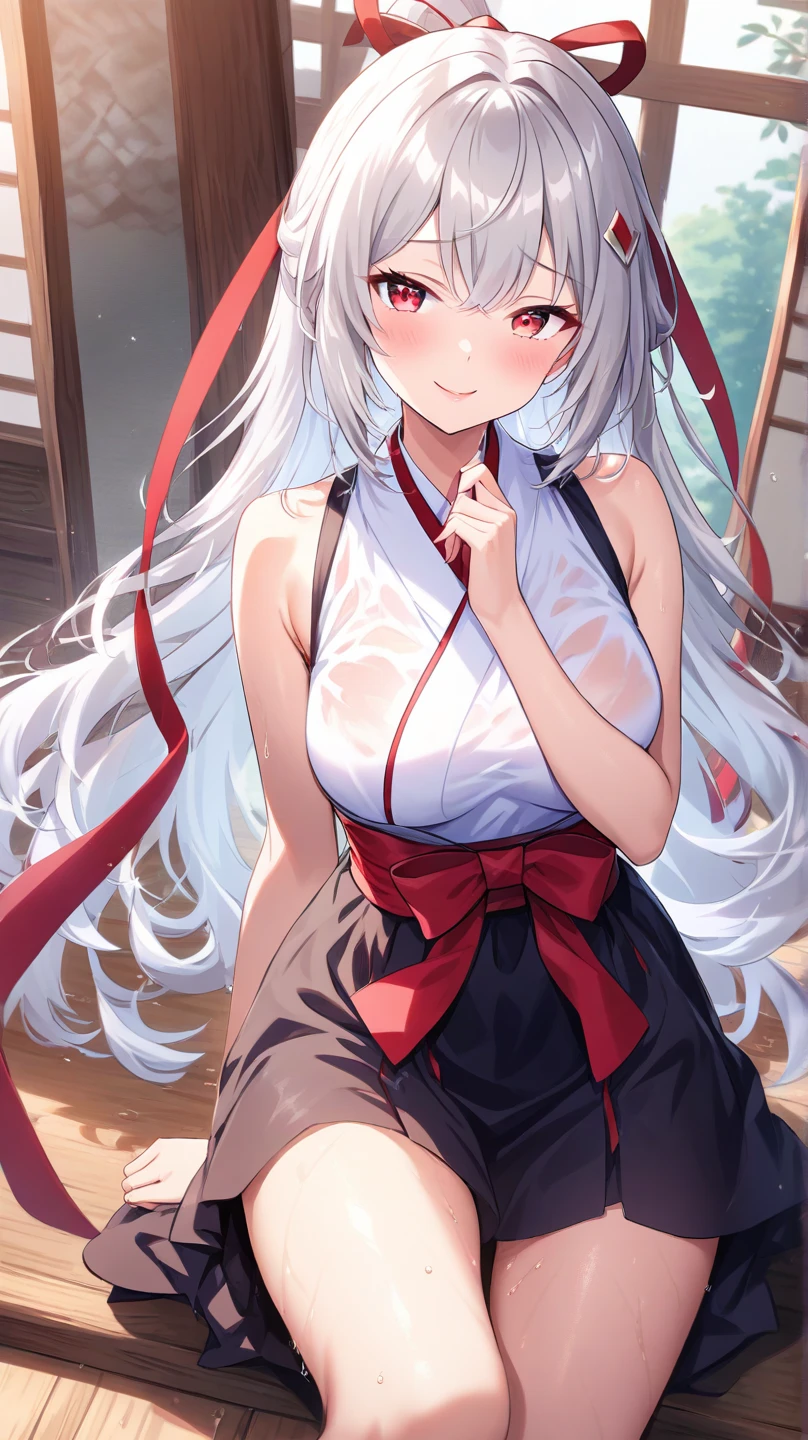1girl, silver hair, string, ninja, higanbana