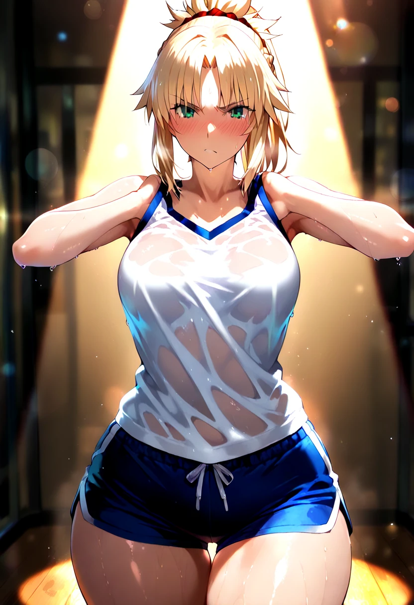 Japan Girl One White Mini Skirt Tank Top Blonde Ponytail Navel Tank Top White Flutter Real 19 Years Old Thigh Upper Arm Clavicle Calf Nozomi Sasaki Real Sexy --auto