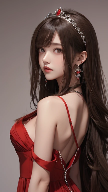 (highest quality、8k、Best image quality、Award-winning works)、(One Girl, 14 years old:1.3)、(Red eyeshadow:1.2)、Perfect Makeup、Long eyelashes、Ultra-high definition sparkling eyes、Ultra HD Hair、(((Ultra-high resolution glossy lips))、Ultra High Resolution Perfect Teeth、Ultra HD cute face、Brown Hair、(Very long straight hair:1.1)、[clavicle]、Accurate anatomy、(Black background:1.5)、(((Professional Lighting:1.5)))、Professional Lighting 1.5、Ultra-high-definition, shiny, moisturized face、Ultra High Resolution Glowing Skin 1.5、The most detailed face、Super high resolution detailed faces、ultra high resolution hair、Ultra-high resolution sparkling eyes、Beautiful face drawn in every detail、(Ultra high resolution glossy red lips)、(((Wrapped in white cloth 1.5)))、(((Lace fabric)))、(((Hair fluttering in the wind 1.5)))、((necklace1.3))