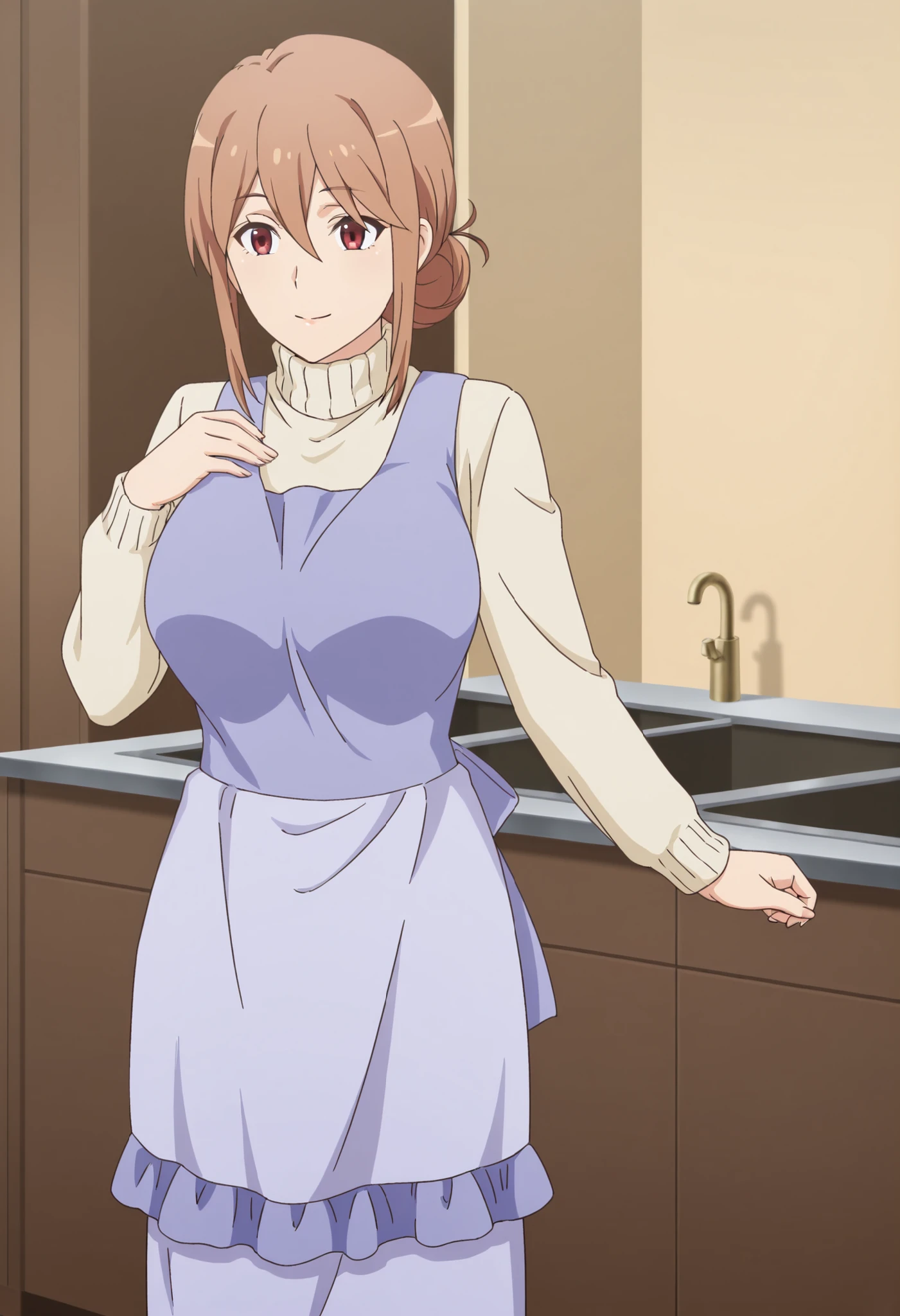 best quality, masterpiece, highres, detailed, perfect anatomy, <lora:Detail - add_detail:0.2>, hitozumaCh, <lyco:Change - HitozumaCh:0.8>, dress, shirt, Mite, brown hair, green clothing, orange eyes, pink hair ribbon, happy, doorway, greeting, contemporary apartment,<lora:Character - Mite:0.4>