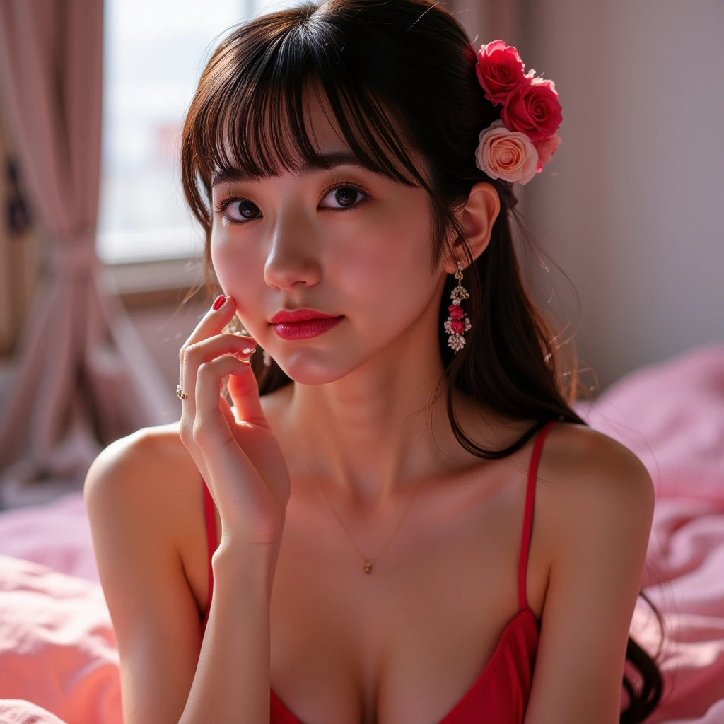 Beautiful Korean girl lying down, mini top de it, korean asian pretty asian beauty eunha gfriend eunbi viviz eunha jung eun-bi 