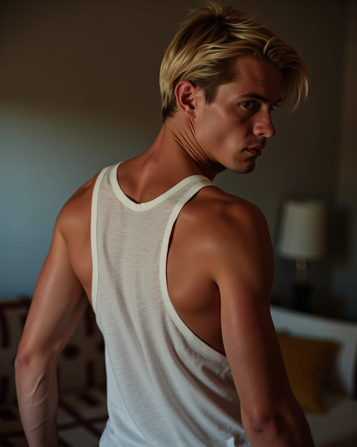 blonde man looks younger, no beard
