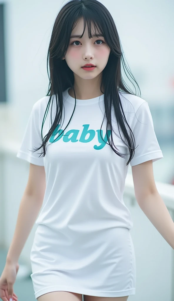 (photorealistic),(masterpiece),(ultra-detailed),a very pretty and sexy 20 year old girl holding more than liters of pee, sitting in a car seat ,wearing crop bubble jacket and tight black jeans, hands jammed between thighs, legs crossed tightly, lower abdomen part of the tight black jeans bulging from full bladder as big sphere as if she was fully nine months pregnant with ten kids but smooth rounded ,enduring extreme urge to pee,eyes slightly closed,pee about to come out,sweating,wearing skin tight black jeans,pee about to burst out