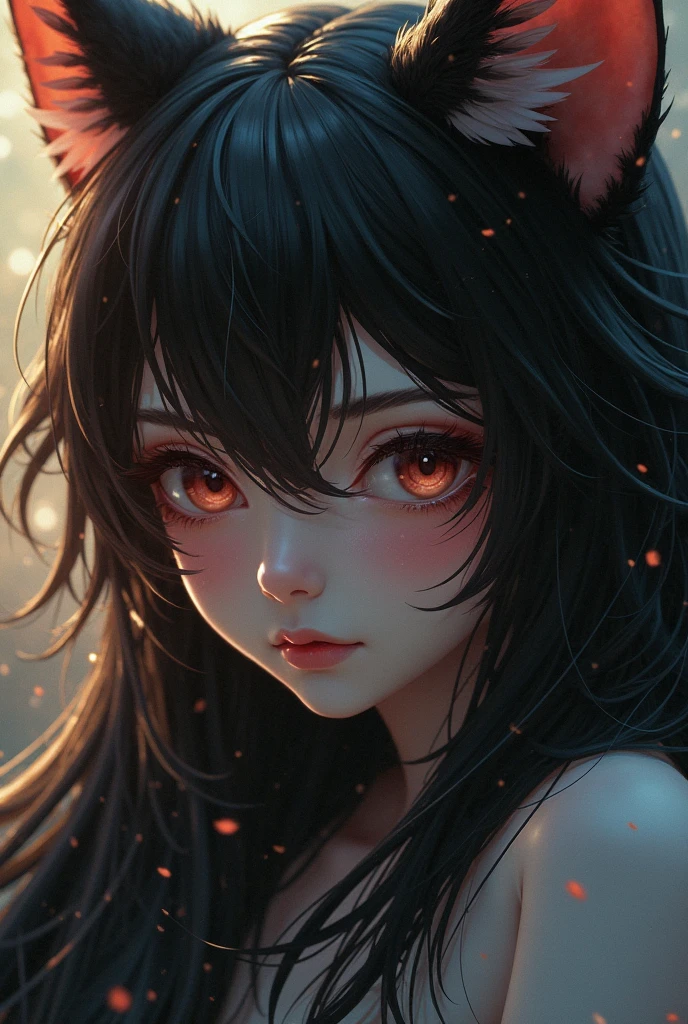 (best illustration, masterpiece) high res, close-up, soft skin,, [(Cat ears, Black fur, Pink inner:1.2), (kisses, Romantic, Intimate):1.3]