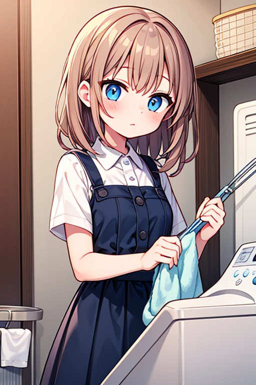 The girl is washing clothes