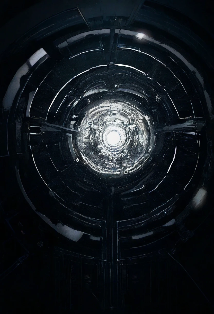 Mechanical background, Black and white color scheme, Inside the spaceship