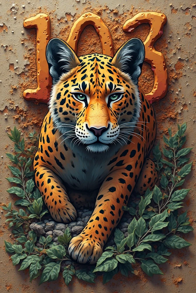 Make an Instagram logo of Gang 103 of an animal that is native to Rio Grande do Sul(Brasil) And behind it written 103 in relief