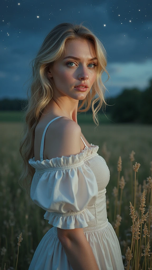 Beautiful blonde girl in a field