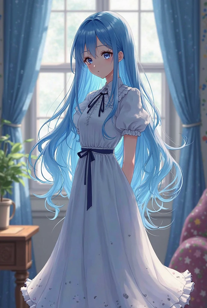 Soft blue-white long hair