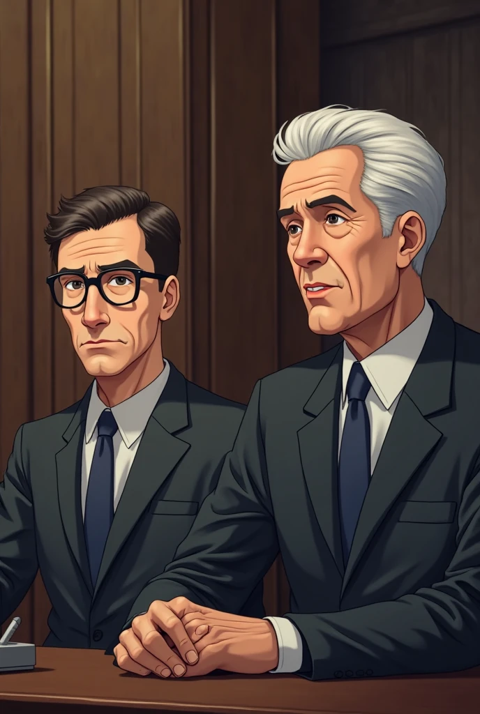 Two men in suits are talking to each other in a dark place, Silvestre Stallone, Michael Caine, cena intensa, filme de alta qualidade ainda, ao ar livre a noite em uma fazenda, fazenda Noturna, particles, Chuva leve, Foco masculino, (cabo de fluxo longo), noite, Chuva, fundo detalhado, (arte de Frank Miller), obra-prima, (realista:1.3), perfect illumination, sombreamento perfeito, (textura realista do tecido), hiper-realista, (fotorrealista:1.5), (comic styled)