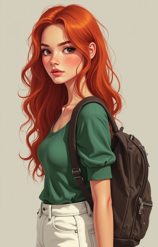((Renaissance painting style:1.2, watercolor:0.9),flowers),(vibrant red hair:1.2),(brave-faced girl holding her backpack:1.2),(notebooks),(cell phone in hand),(watercolor background details:0.8),[🌸🎒📱👧]