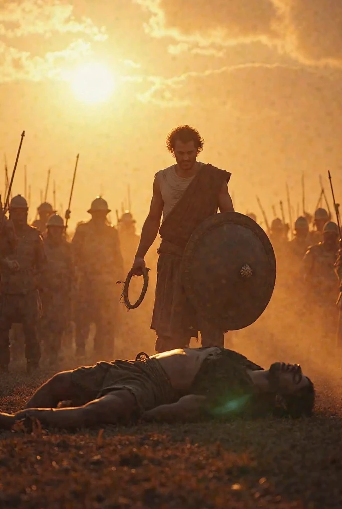 "A detailed image of Crassus lying lifeless on the ground, with traces of molten gold around his mouth. The Parthians stand around, showing a mix of disdain and triumph."
Size: "1024x1024"