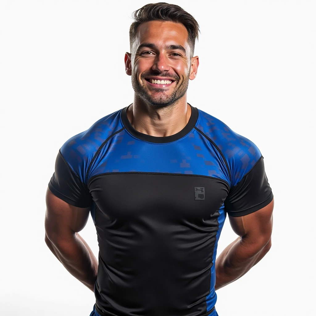 male cheerleading uniform colors: Navy blue, light blue and white shirt: short sleeve, hombros Navy blue
pecho blanco y azul claro
pantalón: semi holgado Navy blue