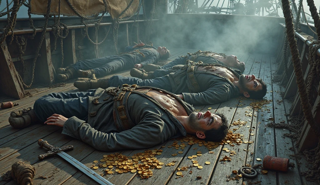 Sick people on a ship lost at sea in 1500 