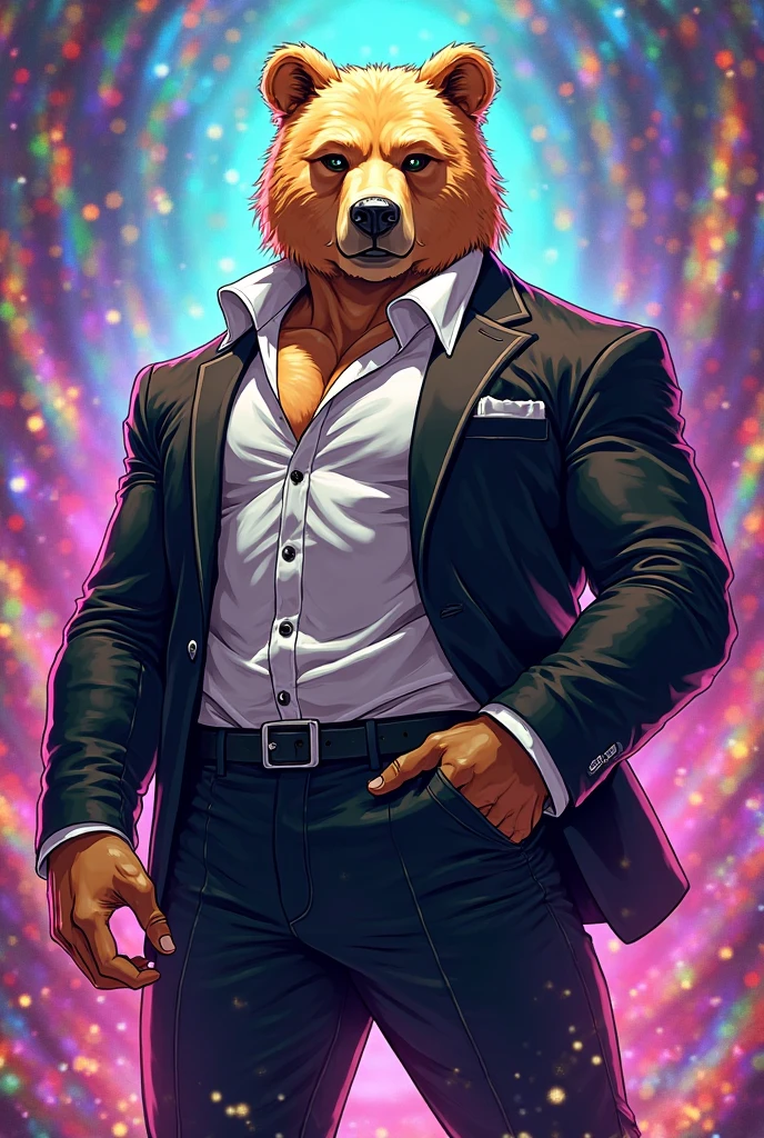 tiger dancer (zootopia), (bowtie collar:1.1), sexy, furry body, very muscular, heavyweight, (tiger dancer underwear:1.1), (bulge:0.8), male, masculine, 4k, high resolution, detailed, correct anatomy, cartoony proportions, (club background, bright lights), (by rukis, by darkgem, by mystikfox61:1.0), detailed eyes, flirting face, masterpiece, correct colors, correct lighting, detailed, (glitter:1.3), (sweat:1.2), sexy, front view