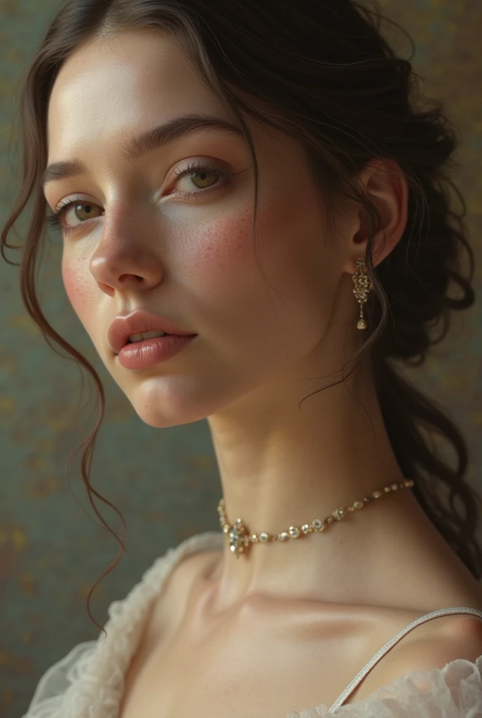 (realistic: 1.3), finely detailed, fine, Rembrandt lighting, (masterpiece: 1.2), (photorealistic: 1.2), (best quality), (detailed skin: 1.3), (intricate details), dramatic, ray tracing, beautiful Russian girl, 25 years old, hot pink hair, bun hairstyle, blue eyes, oval face, full lips, big breasts, wide hips, thin, very pale skin, moles, posing f or artists, in the studio, white walls, 8k uhd, dslr, soft-lighting, hiquality, film grains, Fujifilm, 50 mm,full body photography, earrings,necklace,lasziver blick