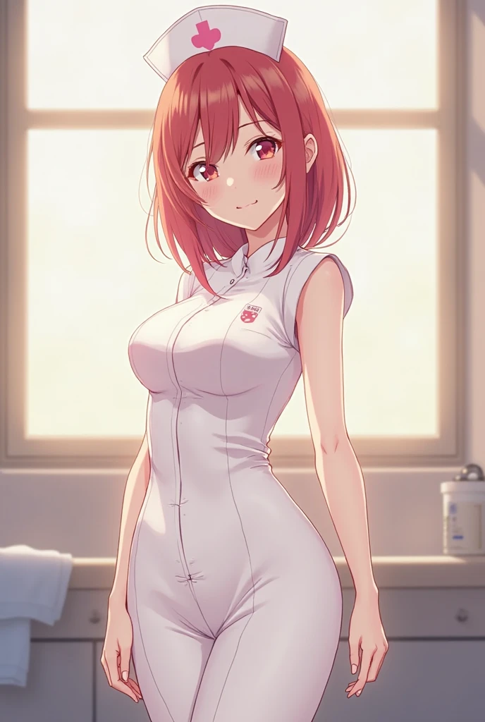 (((nurse's outfit))), ((Underwear)), ((Hospital room)), hair adornments, Red hair, bobhair, The highest image quality, hightquality, high detailing, 超A high resolution, 8K, depth of fields, Cinematography, intricate detailes, Elaborate, meticulous, Magnificent, Maximum Detail, Extreme beauty