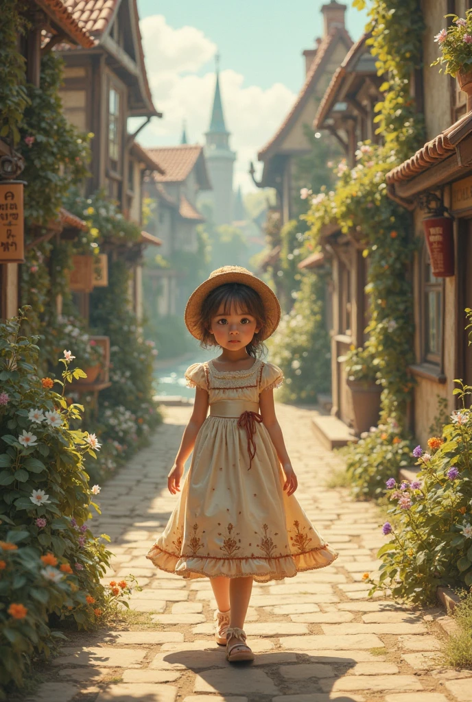 In the forest, there are small flowers on the ground, there is a girl, with a straw hat, holding a hat, wearing a white skirt, there is wind, the skirt swings, and there is a group of small rabbits on the ground next to it --auto --s2