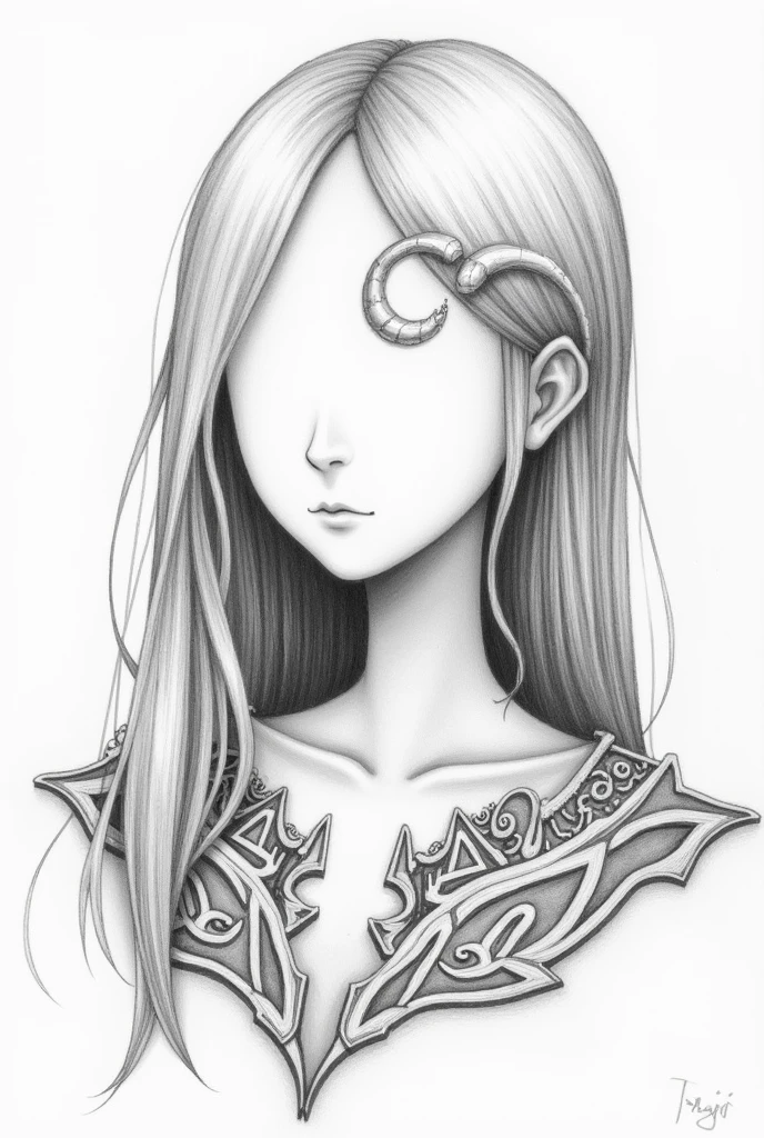 masterpiece, Elizabeth Olsen as Dejah Thoris,female general, alone, Bust Close-up, (White background:1), monochrome, draw line, (illustration), white hair detailed, (NSFW:1), big breasts