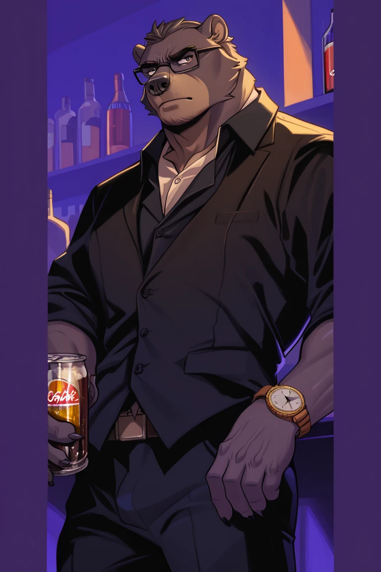 facefoward portrait of Handsome 40- year- old (abraham lincoln:1) as a rockstar singer wearing leather jacket , a t-shirt and wearing ear piercings , Stoic, gentle looking, fine-looking hair, perfect-face, detailed eyes, holding whiskey glasses, luxury mafia pub interior, inspired on heartstone gta5 cover, | official behance hd artstation by Jesper Ejsing, by RHADS, Makoto Shinkai, hands