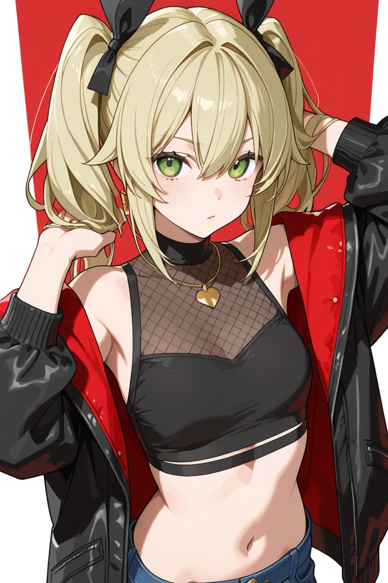 Himiko Toga,(Alone),(A girl alone:1.2),(Solo portrait of himiko toga:1.5),(Himiko togaMHA:1.5),(boku no hero academia),(short blonde hair with two messy pulps in her hair and yellow eyes with cat pupils)(Blonde hair:0.8),(short hair:0.9),(yellow eyes),(thin pupils),(Wearing),+,Wearing),+,(\A maid uniform with The apron is made of sheer, almost translucent black lace, which barely hides the maid's curvaceous body underneath. The front falls scandalously low, exposing the fullness of her breasts and most of her cleavage. Thin straps hold the apron in place, digging into your shoulders and drawing attention to your toned arms. Her corset is a slinky red number with built-in push-up cups that enhance her already impressive bust size. The corset has a deep V-neckline that disappears into the apron, emphasizing her ample cleavage. Thong-style laces crisscross her back, drawing attention to her narrow waist and the tantalizing hint of her ass. Her miniskirt is made from the same sheer lace as her apron, ending at mid-thigh to give a full view of her toned legs and the red garter belt wrapped around them. The garter belt supports fishnet stockings that ride up mid-thigh, adding a touch of fetish to the overall look. On her feet, she wears stiletto heels with ankle straps, enhancing her seductive and leggy appearance. Her hair is styled in loose, tousled waves, framing her face and drawing attention to her full lips, painted a bold crimson red. To complete the look, she uses a white duster as a prop, using it to tease and caress her own body in suggestive ways. The overall effect is one of unabashed, unapologetic sexuality packaged in a classic maid uniform that has become entirely explicit and provocative.)/,+,(\Facing the front of the fourth wall looking at the fourth wall:1.5)/
