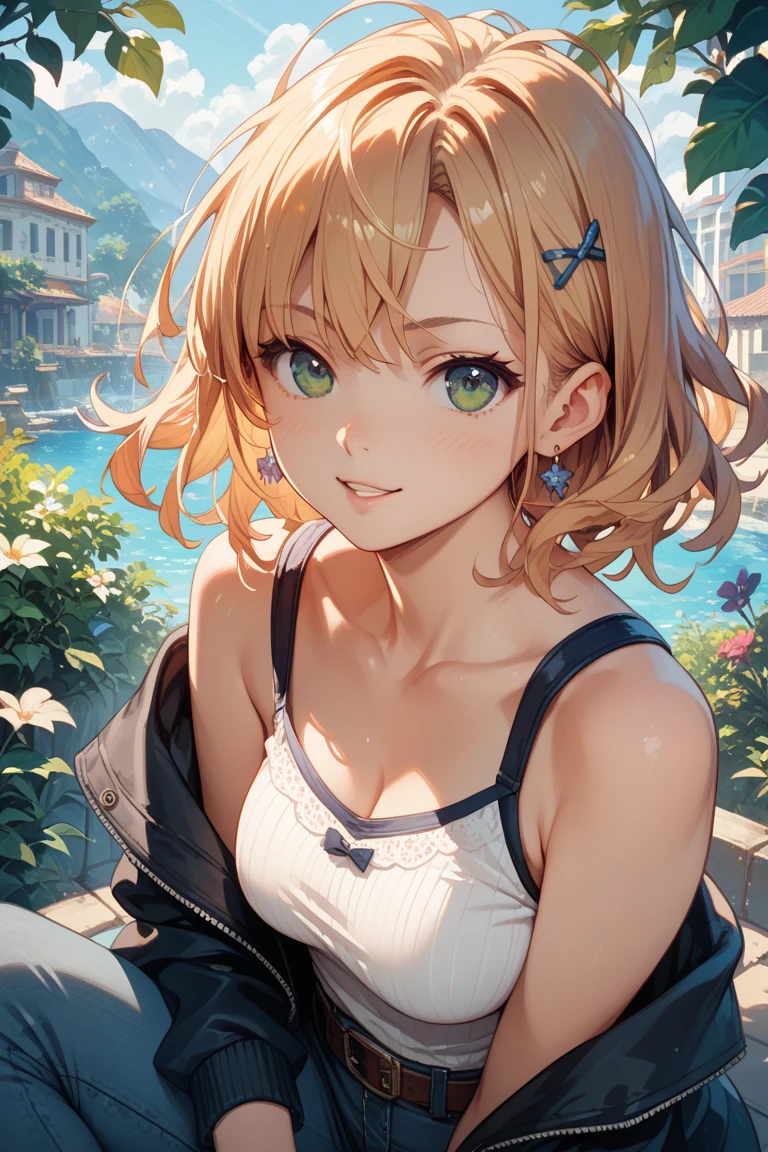 (Highest quality, 4K, 8k, High Resolution masterpiece:1.2), Very detailed, Picturesque, Anime-style photos, Photo Animation:1.37)、a beautiful girl、(Brunette Hair)、(pixie cut)、gyaru、tan、Popular downtown area、??????? face、trembling、Sweat、Drooling、crying、vapor、Black choker、pierce、necklace、bracelet、