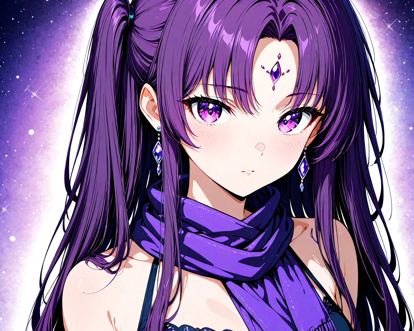 Zerg Queen Beautiful Girl: Lanlinger 18 years old, messy hair, oil painting, beautiful perfect face, soft skin perfect face, light purple and purple added, light red added, intricate details, splash screen, 8k resolution, masterpiece, cute face, mysterious magic array background