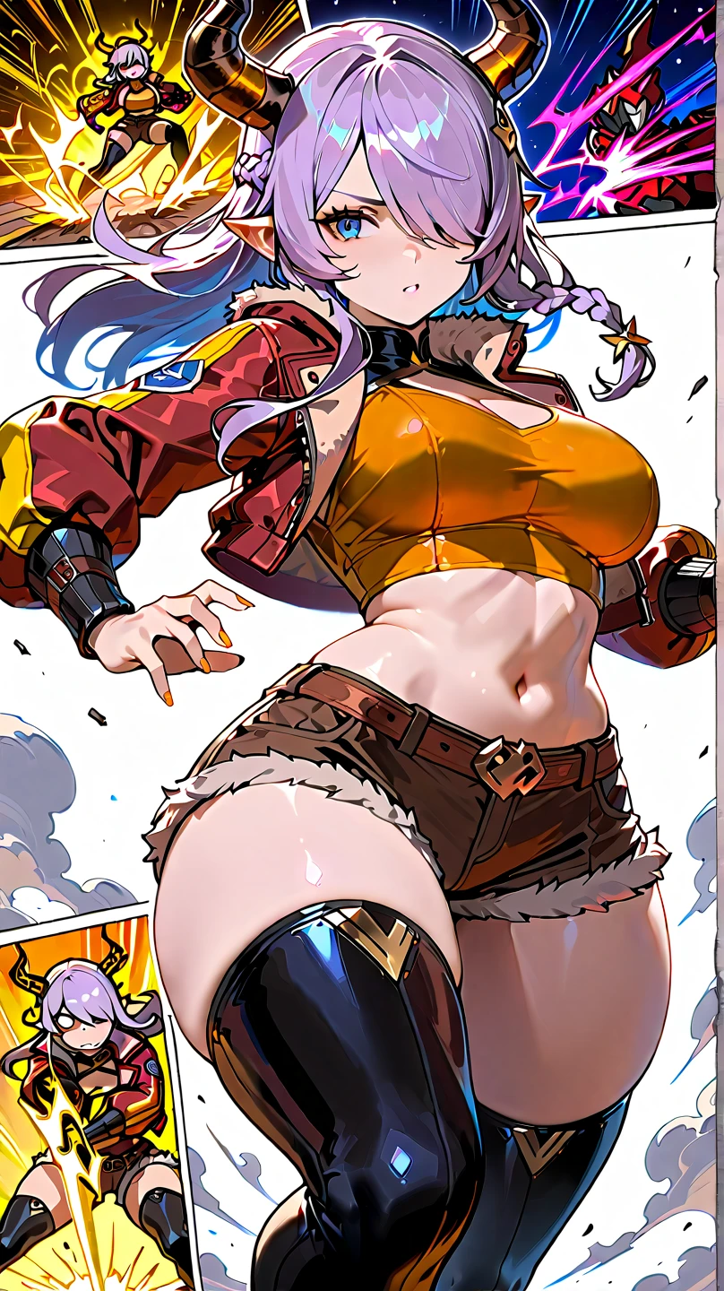 (masterpiece, plain background:1.2, far shot view from below angle,1chica 1solo) standing full body, mature woman, Eyes, wide, black bikini, pronounced abs, chain collar, stomach tattoo (red tattoo)