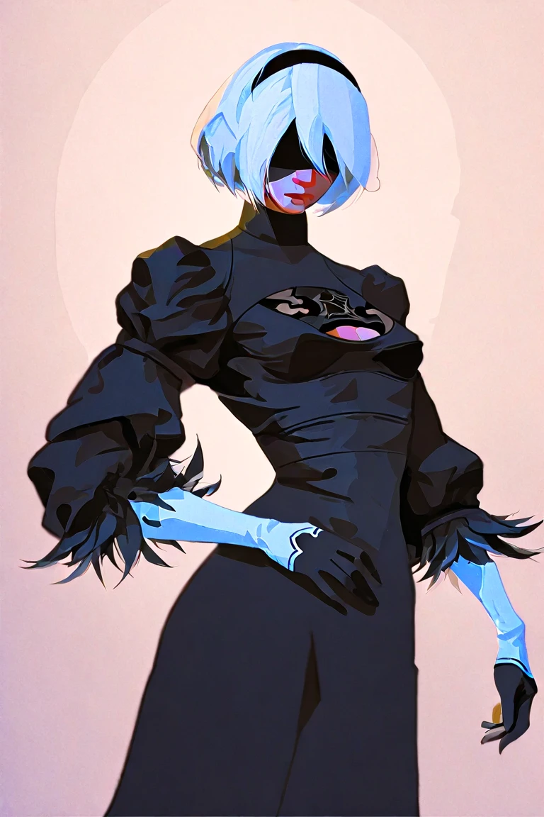 <lora:AmberleyNox-15:0.85>, AmberleyNox, woman,(grey skin, (blue skin:0.7), dark skin), extremely detailed CG unity 8k
white hair, short hair, hair over one eye, animal ears, amber color eyes, dress, black main color, colored outlines, final fantasy logo <lora:Final_Fantasy_Logo_style:1>