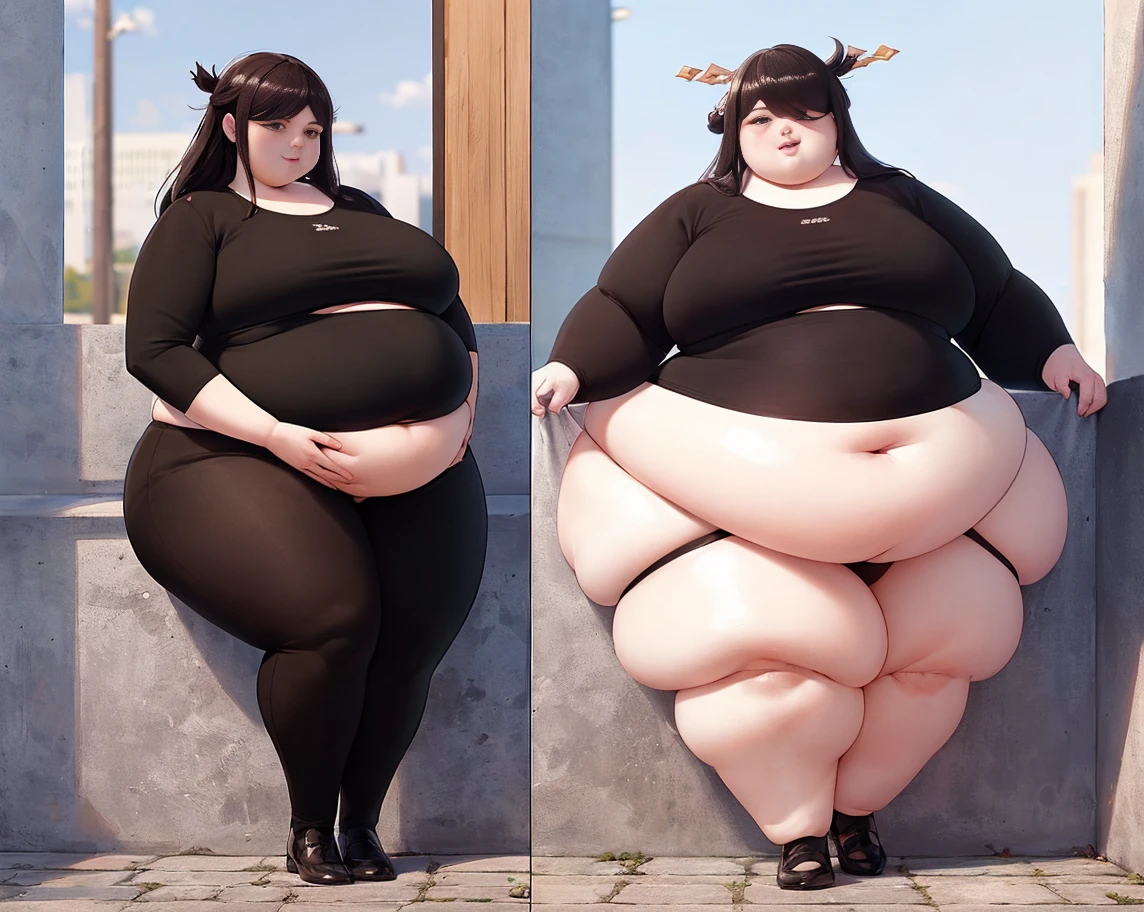 BBW, Goth sexy girl, short hair, black basewear
