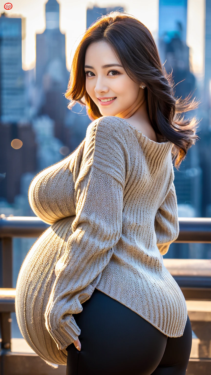 masutepiece, Best Quality, Photorealsitic, finely detail, hight resolution, 8K Painting Wall, Perfect dynamic composition, Beautiful detailed eyes, Chubby adult woman in light knitwear, bobhair, Look at viewers