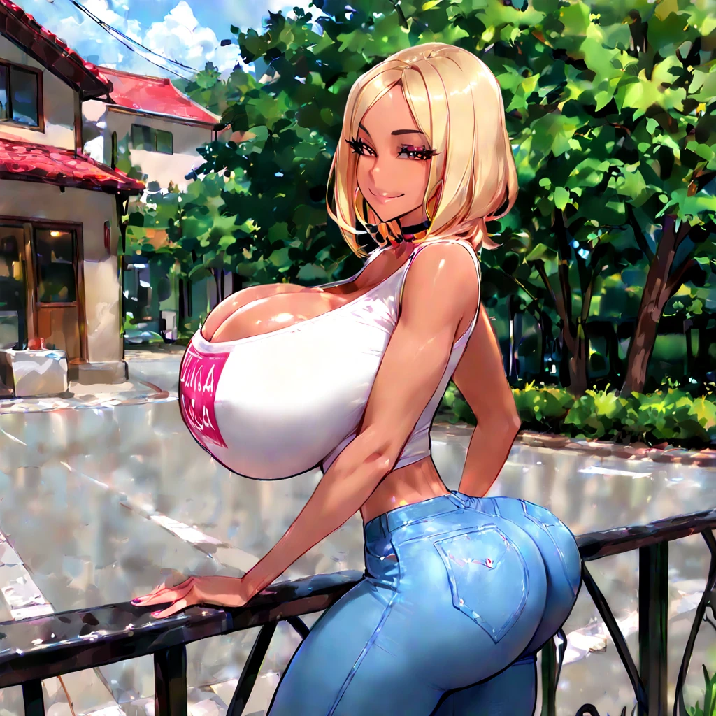 3girls, multiple girls, slender girls, GirlA, GirlB, girl next to girl, cowboy shot, from behind, ass, hugging, 
posing, happy smile, teeth, ((standing)), walking, waterfall, island, 
earrings, necklace, bracelet, lipstick, 
4k, masterpiece, top-quality, hi-Res, best quality, absurdres, highly detailed, 
BREAK, GirlA, young, doll face, 
pixie-cut, ears on view, round glasses, 
(huge breasts:1.2), symmetrical breasts, dark blue micro bikini, string thong, 