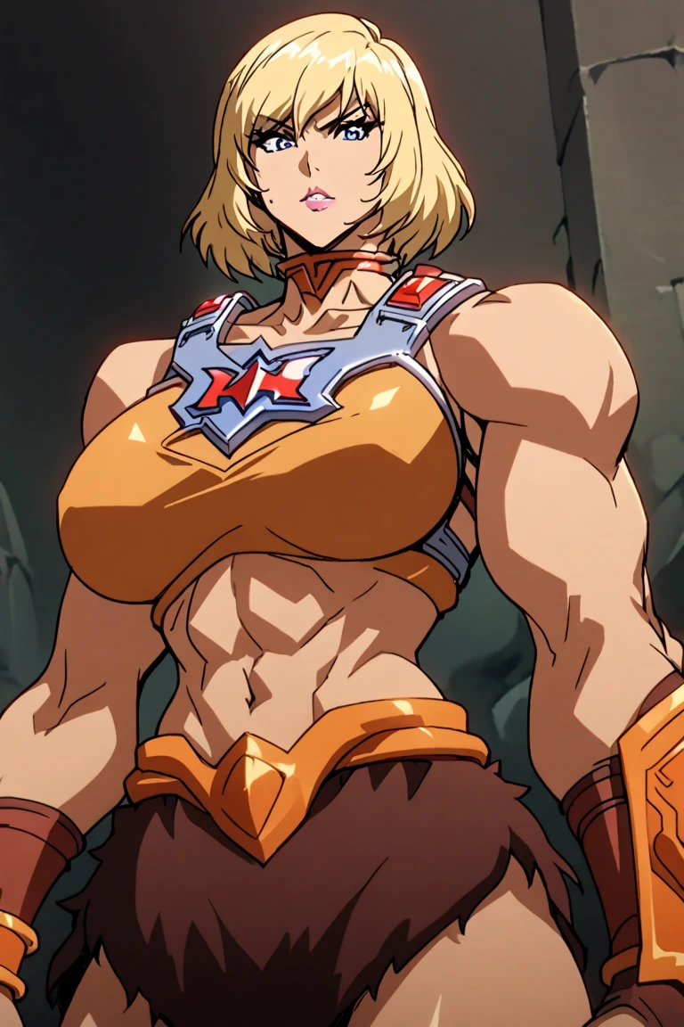 Main: Kitami Reika, mature female, 40 yo, blonde hair, short hair, lipstick, makeup, black eyeshadow, smokey eyes, blue eyes, jewelry, cross earrings, Optional: detailed hair, ultra detailed face, blue eyes, perfect eyes, perfect face, super Large Breasts, cleavage, curvy, big ass tricky glance, smirking (masterpiece), best quality, muscular woman, woman with well marked muscles, toned muscles, hyper muscular, massive muscles, massive shoulders, massive biceps, muscles bulging, gigantic muscles, extreme muscular, muscles, big muscles, muscle mommy, muscular female, Bulky, Bodybuilder, HyperMuscle, massive breasts, well defined abs, big tits, massive tits, fake tits, huge , massive , big , erect nipples, nude, naked, massive muscles, massive shoulders, massive biceps, muscles bulging, gigantic muscles, extreme muscular, breasts revealed, nipples revealed, nude, naked, no clothes on, latex boots, laying on back, legs spread wide open, pussy spread open, vagina spread open, womb tattoo heart shaped